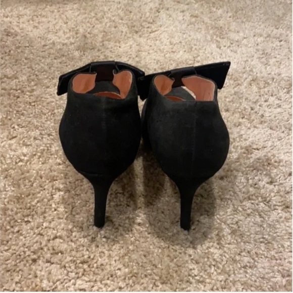 Kate Spade Bavila Black Suede Bow Heels shoes size 6 like new no tags - Picture 3 of 7